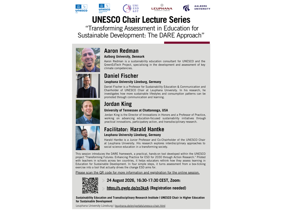 Next UNESCO Chair Lecture on Assessment in ESD